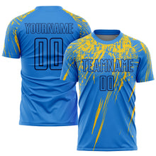 Load image into Gallery viewer, Custom Powder Blue Yellow-Navy Sublimation Soccer Uniform Jersey
