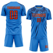 Load image into Gallery viewer, Custom Powder Blue Orange-Navy Sublimation Soccer Uniform Jersey
