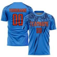Load image into Gallery viewer, Custom Powder Blue Orange-Navy Sublimation Soccer Uniform Jersey
