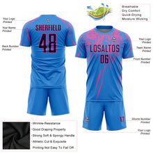 Load image into Gallery viewer, Custom Powder Blue Navy-Pink Sublimation Soccer Uniform Jersey
