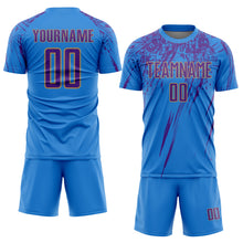 Load image into Gallery viewer, Custom Electric Blue Purple-Old Gold Sublimation Soccer Uniform Jersey
