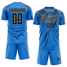 Load image into Gallery viewer, Custom Powder Blue Black-Old Gold Sublimation Soccer Uniform Jersey
