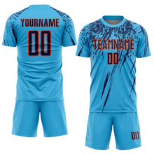 Load image into Gallery viewer, Custom Sky Blue Navy-Orange Sublimation Soccer Uniform Jersey
