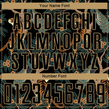 Load image into Gallery viewer, Custom Black Old Gold Tiger And Peacock Sublimation Soccer Uniform Jersey
