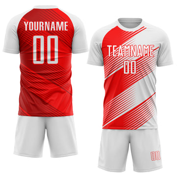 Custom Red White Sublimation Soccer Uniform Jersey