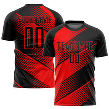 Load image into Gallery viewer, Custom Red Black Sublimation Soccer Uniform Jersey
