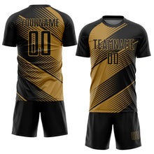 Load image into Gallery viewer, Custom Old Gold Black Sublimation Soccer Uniform Jersey
