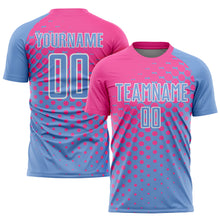 Load image into Gallery viewer, Custom Light Blue Pink-White Sublimation Soccer Uniform Jersey

