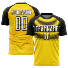 Load image into Gallery viewer, Custom Yellow White-Black Sublimation Soccer Uniform Jersey
