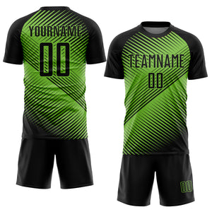 Custom Neon Green Black Sublimation Soccer Uniform Jersey