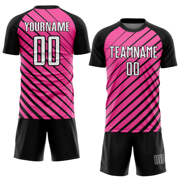 Custom Pink White-Black Sublimation Soccer Uniform Jersey