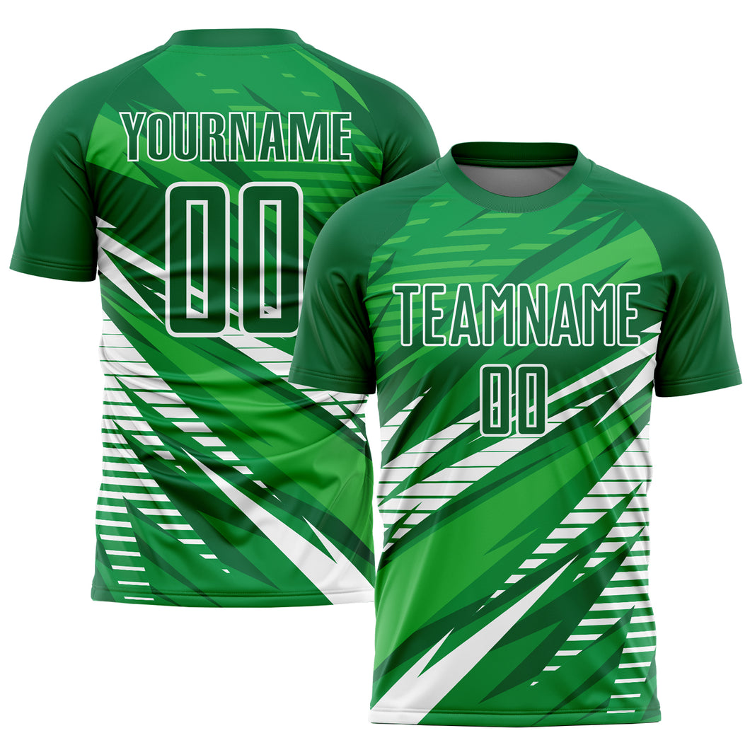 Custom Kelly Green White Sublimation Soccer Uniform Jersey