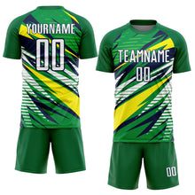 Load image into Gallery viewer, Custom Green White Yellow-Navy Sublimation Soccer Uniform Jersey
