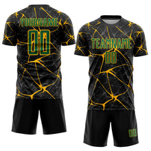 Load image into Gallery viewer, Custom Black Kelly Green-Gold Sublimation Soccer Uniform Jersey
