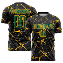 Load image into Gallery viewer, Custom Black Kelly Green-Gold Sublimation Soccer Uniform Jersey
