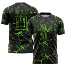Load image into Gallery viewer, Custom Black Aurora Green Sublimation Soccer Uniform Jersey
