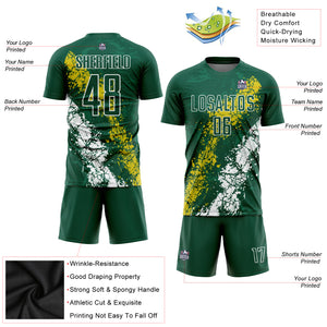 Custom Green Yellow-White Sublimation Soccer Uniform Jersey