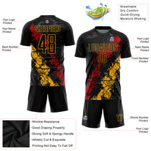 Load image into Gallery viewer, Custom Black Gold-Red Sublimation Soccer Uniform Jersey
