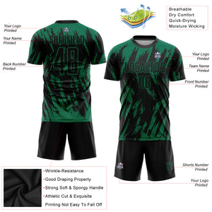 Custom Kelly Green Black Sublimation Soccer Uniform Jersey