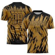 Load image into Gallery viewer, Custom Old Gold Black Sublimation Soccer Uniform Jersey
