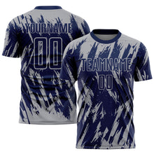 Load image into Gallery viewer, Custom Navy Gray Sublimation Soccer Uniform Jersey
