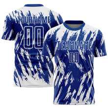 Load image into Gallery viewer, Custom Royal White Sublimation Soccer Uniform Jersey
