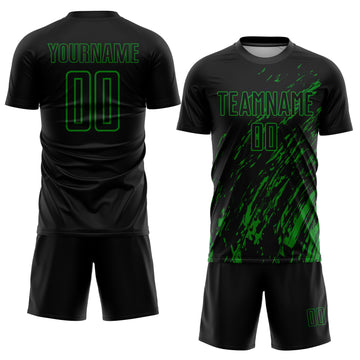 Custom Black Grass Green Sublimation Soccer Uniform Jersey