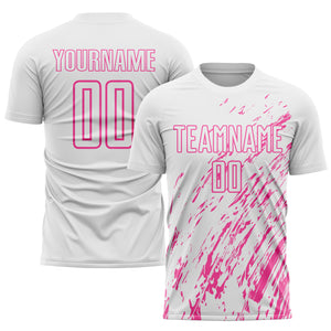 Custom White Pink Sublimation Soccer Uniform Jersey