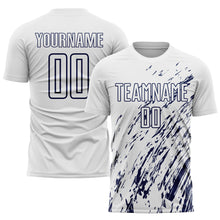 Load image into Gallery viewer, Custom White Navy Sublimation Soccer Uniform Jersey
