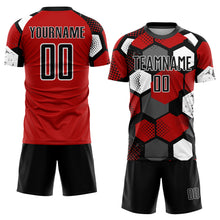 Load image into Gallery viewer, Custom Red Black-White Sublimation Soccer Uniform Jersey
