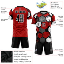 Load image into Gallery viewer, Custom Red Black-White Sublimation Soccer Uniform Jersey
