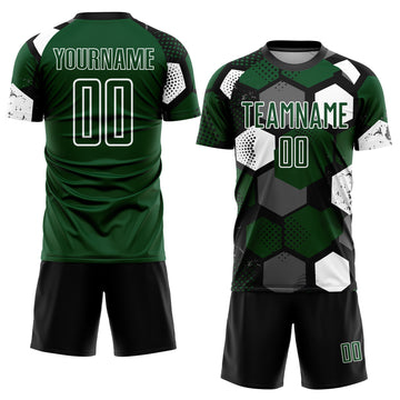 Custom Green Black-White Sublimation Soccer Uniform Jersey
