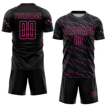 Load image into Gallery viewer, Custom Black Pink Sublimation Soccer Uniform Jersey
