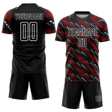Load image into Gallery viewer, Custom Black Red-White Sublimation Soccer Uniform Jersey
