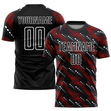 Load image into Gallery viewer, Custom Black Red-White Sublimation Soccer Uniform Jersey
