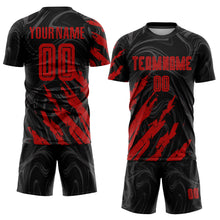 Load image into Gallery viewer, Custom Black Red Sublimation Soccer Uniform Jersey
