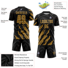 Load image into Gallery viewer, Custom Black Old Gold Sublimation Soccer Uniform Jersey
