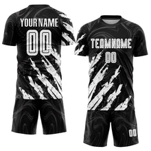 Load image into Gallery viewer, Custom Black White Sublimation Soccer Uniform Jersey
