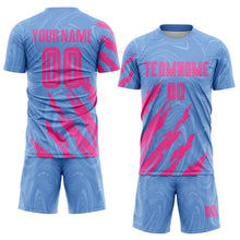Load image into Gallery viewer, Custom Light Blue Pink Sublimation Soccer Uniform Jersey
