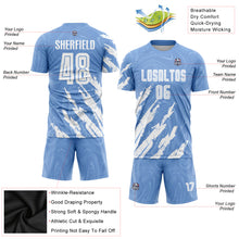 Load image into Gallery viewer, Custom Light Blue White Sublimation Soccer Uniform Jersey
