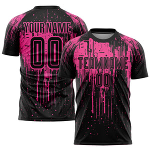 Custom Pink Black Sublimation Soccer Uniform Jersey