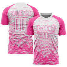 Load image into Gallery viewer, Custom Pink White Sublimation Soccer Uniform Jersey
