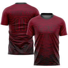 Load image into Gallery viewer, Custom Crimosn Black Sublimation Soccer Uniform Jersey
