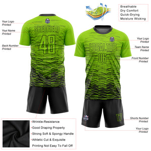 Custom Neon Green Black Sublimation Soccer Uniform Jersey