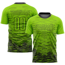 Load image into Gallery viewer, Custom Neon Green Black Sublimation Soccer Uniform Jersey
