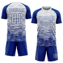 Load image into Gallery viewer, Custom Royal White Sublimation Soccer Uniform Jersey
