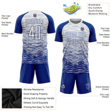 Load image into Gallery viewer, Custom Royal White Sublimation Soccer Uniform Jersey
