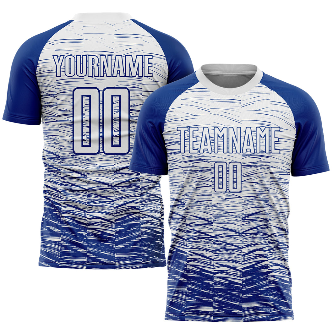 Custom Royal White Sublimation Soccer Uniform Jersey