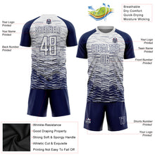 Load image into Gallery viewer, Custom Navy White Sublimation Soccer Uniform Jersey
