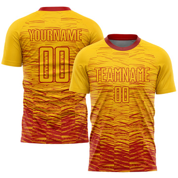 Custom Yellow Red Sublimation Soccer Uniform Jersey